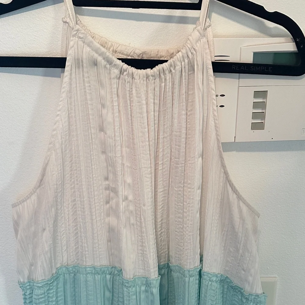 Sleeveless Colorblock Maxi Dress in Cream, Mint, Green & Blue. Size 18/20W - Picture 3 of 10